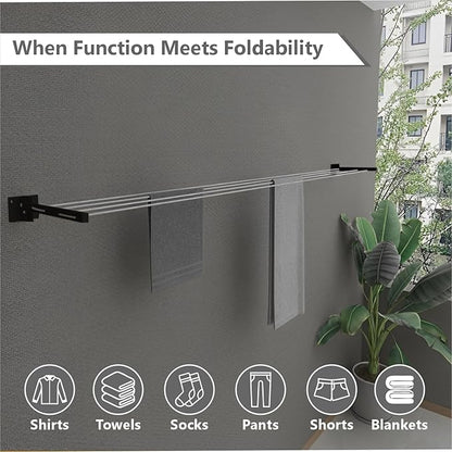 Mounted Drying - Wall Rack Clothline – Foldable & Heavy-Duty for Everyday Laundry